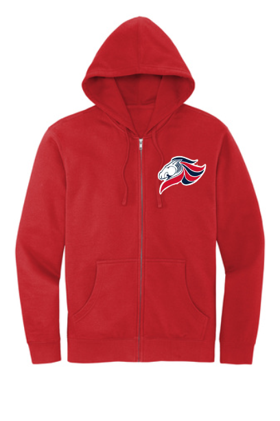 Full Zip Red Mustang logo Hoodie